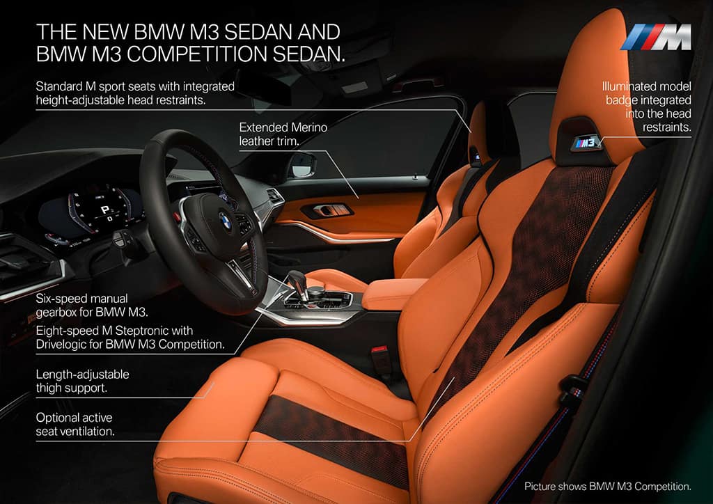 BMW M3 Sedan and BMW M3 Competition Sedan G80 interior
