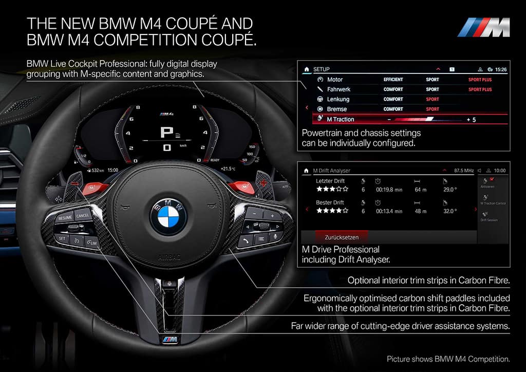 BMW M4 Coupe and BMW M4 Competition Coupe G82 interior